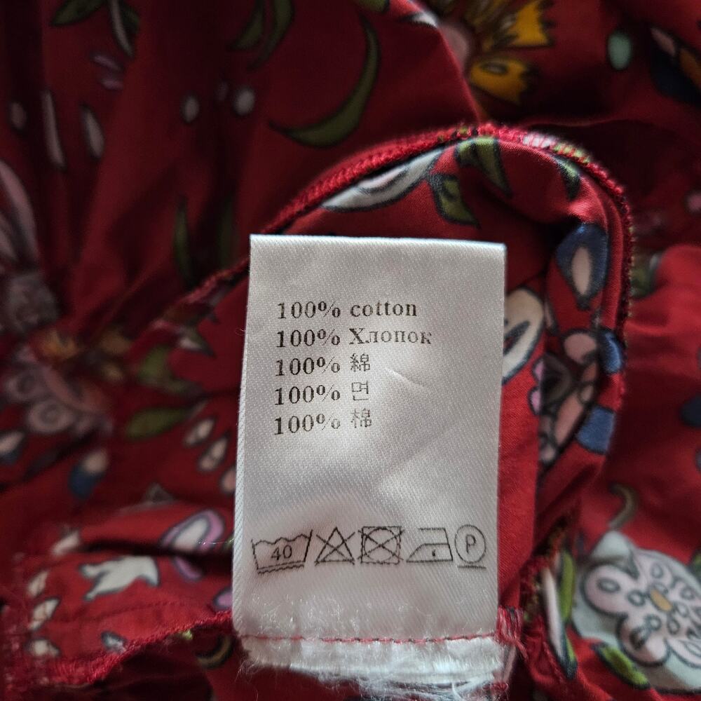 La DoubleJ Womens Bambi Dress Red Floral Print 40 Midi Long Sleeve Boho Chic Fit - Picture 14 of 15